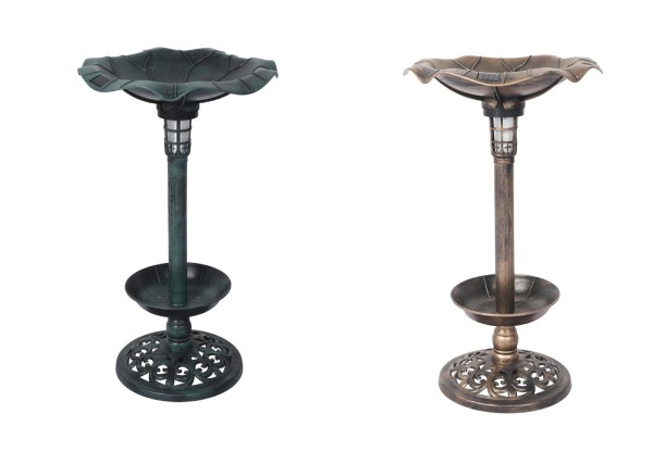 Bird Bath with Solar Powered Light - Two Colours Available