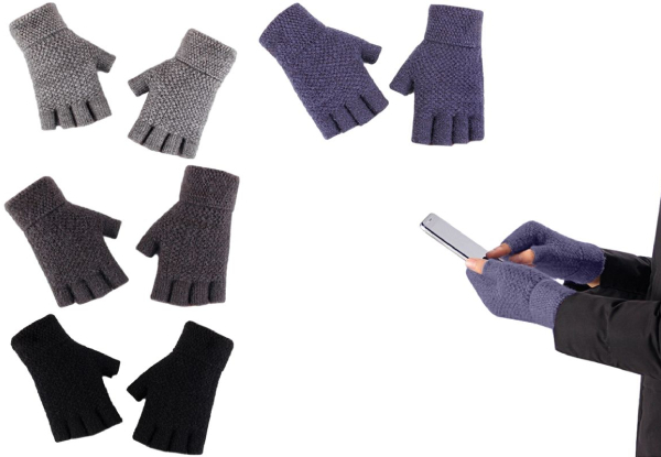 Knitted Fingerless Gloves - Four Colours & Option for Two-Pack Available