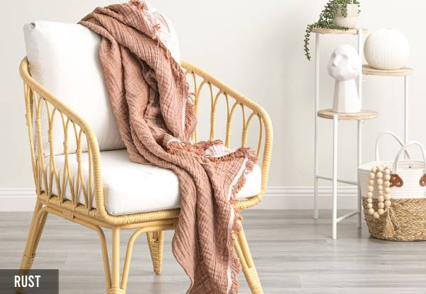Renee Taylor Dreamy Vintage Washed Yarn Dyed Textured Cotton Throw - Four Colours Available