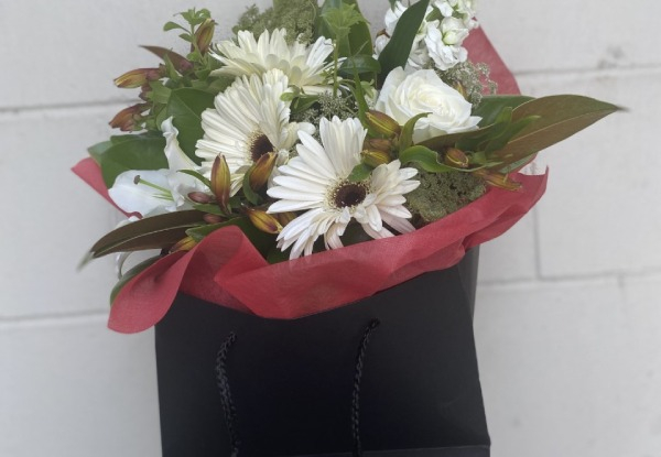 Christmas Flower Box incl. Gerbera, Roses & Seasonal Flowers - Options to incl. Teddy & Pick Up or Delivery Available