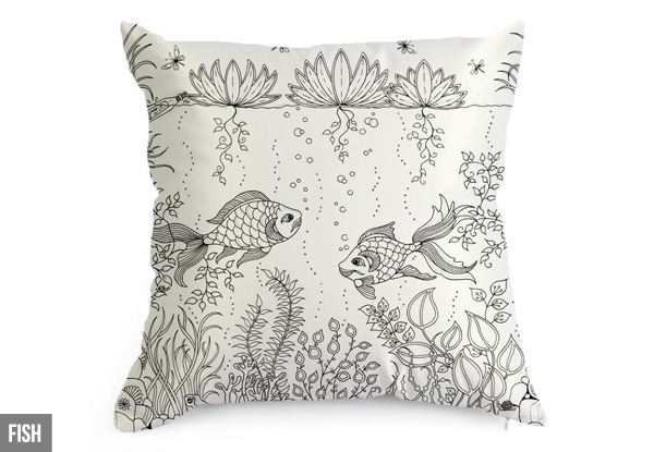 Colour-In Cushion Cover - Nine Designs Available with Option to incl. 12 Markers