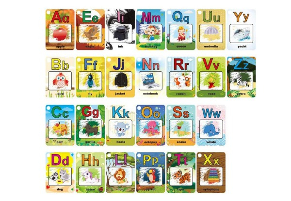 26-Piece Water Colouring Learning Cards with Two-Piece Pens