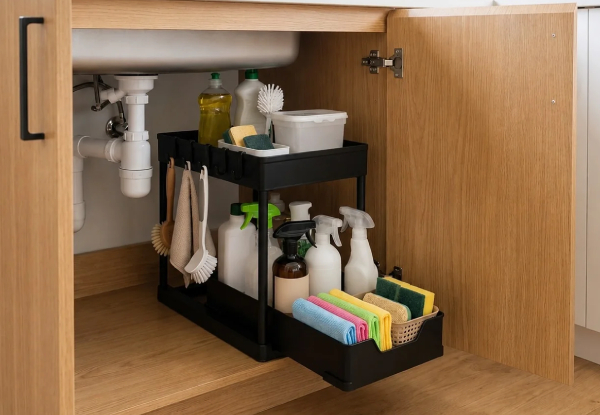 Two-Tier Slim Pull-Out Under-Sink Organiser