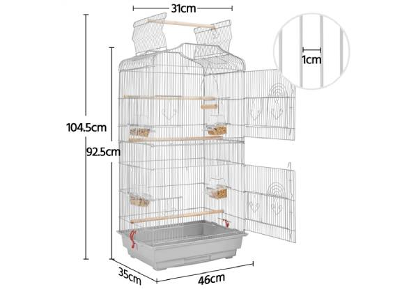 Open Top 41in Metal Bird Cage - Three Colours Available