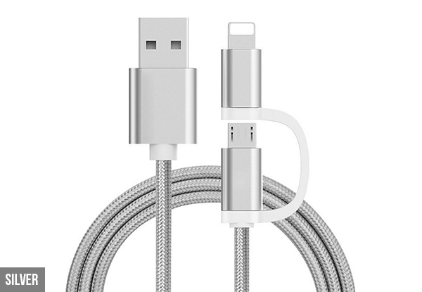 Two-in-One USB Charging Cable for iOS & Android with Options for Two - Three Colours Available