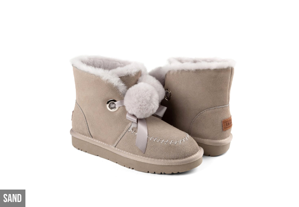 OZWEAR UGG Women's Meagan Pom Pom Band Lace Boots  - Three Colours & Six Sizes Available