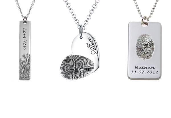 Personalised Fingerprint Necklace Range - Nine Styles Available - Additional Delivery Charges Apply