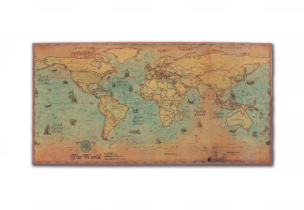 Vintage Nautical World Map Poster with Free Delivery