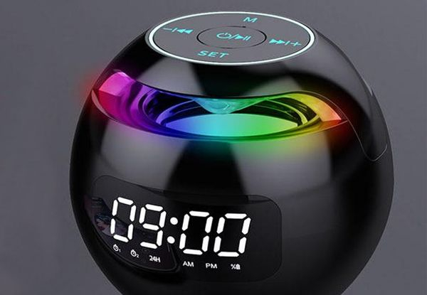 Spherical Digital Clock with Bluetooth Speaker - Three  Colours Available