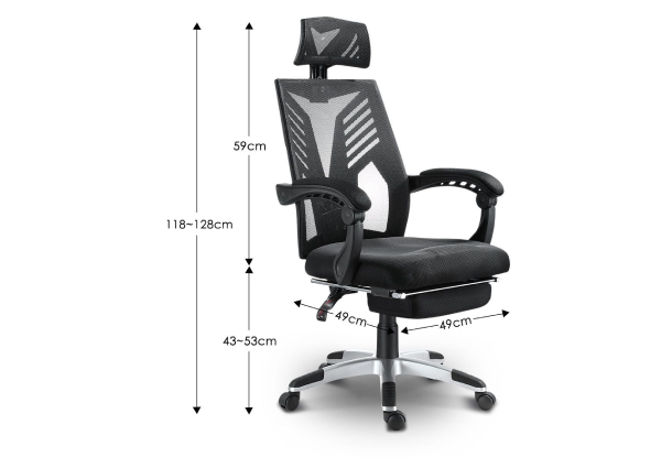 High-Back Mesh Ergonomic Chair with Retractable Footrest
