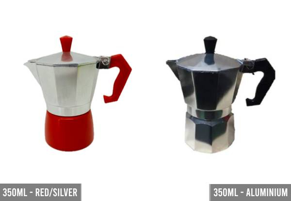 Moka Express Espresso Pot Range - Available in Two Styles, 10 Colours & Three Sizes