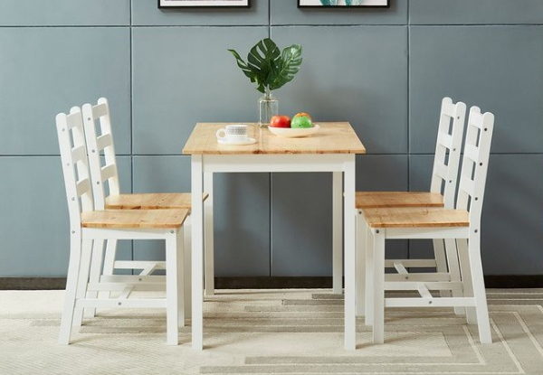 Five-Piece Wooden Table & Chairs Dining Set