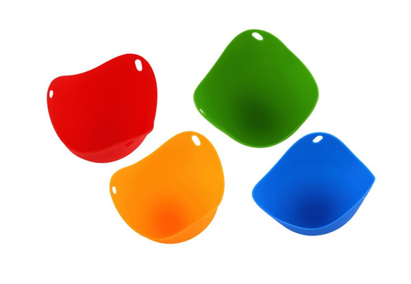 Three-Pack or Six-Pack of Silicone Egg Poachers - Four Colours Available