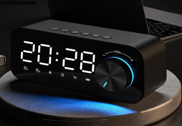 Bluetooth Subwoofer Music Speaker Alarm Clock - Two Colours Available