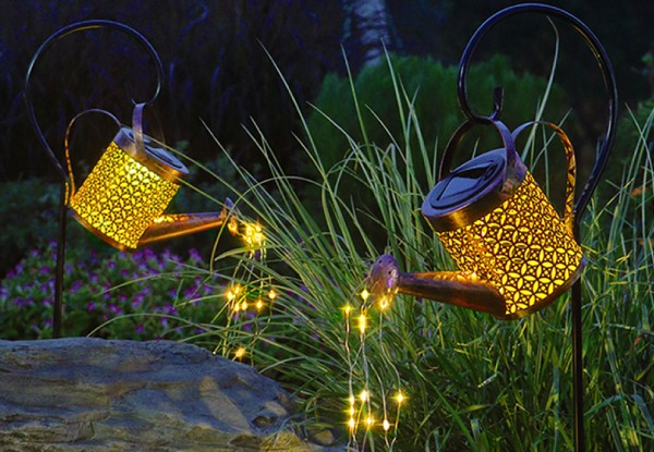 Solar-Powered Decorative Watering Can