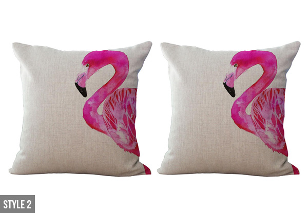 Two-Pack of Flamingo Cushion Covers - Four Styles Available