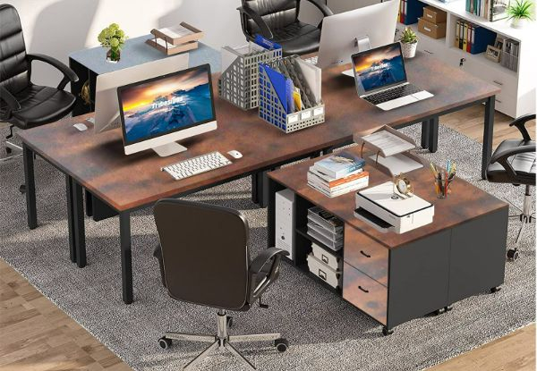 Detachable Cabinet Storage Shelves with Workstation Table - Two Colours Available