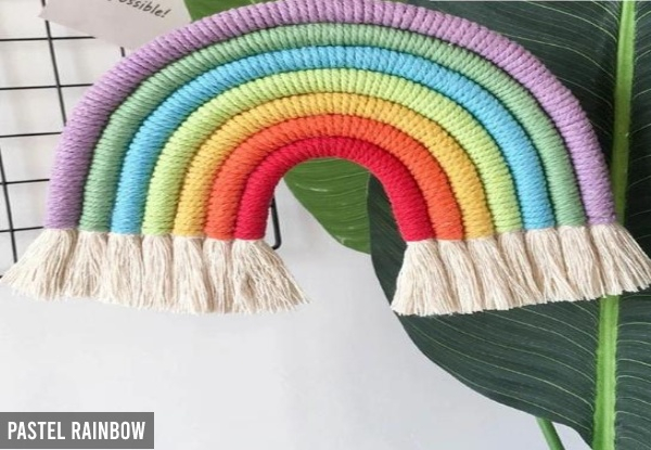 Macrame Rainbow Wall Hanging Decor Range - Six Colours Available