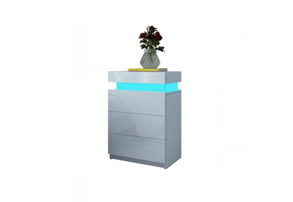 Three-Drawer RGB LED Modern Bedside Table