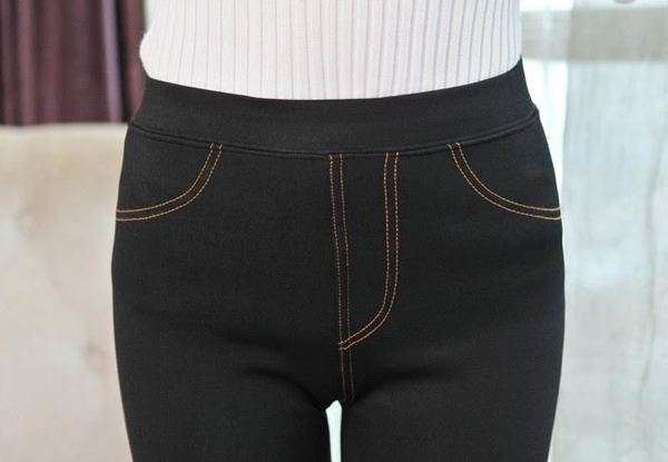 Pair of Fleece Lined Denim-Look Leggings