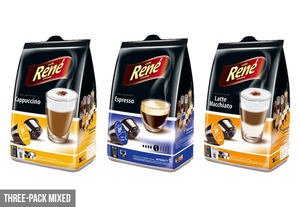 Three-Packs of Rene Dolce Gusto Coffee Pods - Three Flavours & Options for Six-Packs Available
