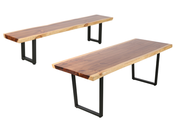 Tasman Solid NZ Pine Live Edge Dining Furniture Range - Option for Bench or Dining Table