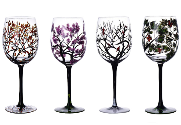 Four Seasons Trees Wine Glasses