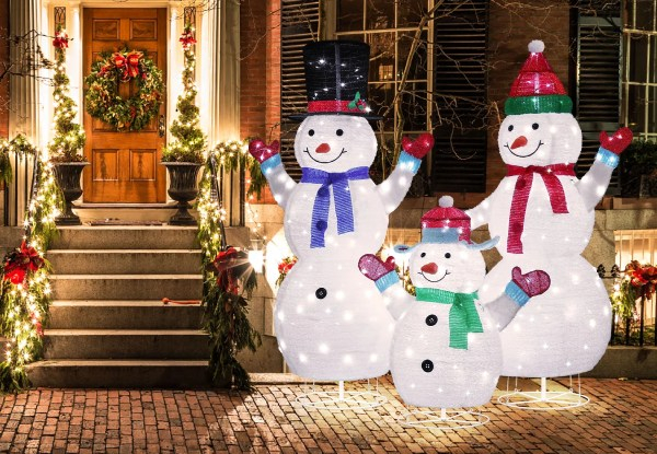 Three-Piece Christmas Snowman Family LED Lights