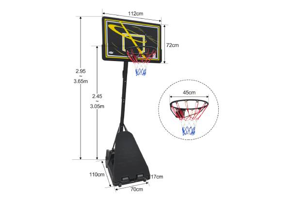2.45m-3.05m Genki Pro Adjustable Basketball Stand System