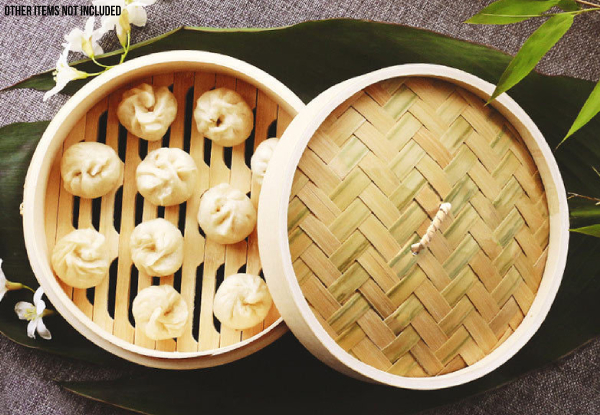 Set of Two Bamboo Steamers incl. a Cover - Three Sizes Available with Free Delivery