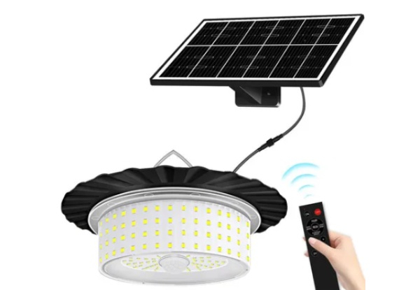 244 LED Solar Shed Pendant Light with Motion Sensor