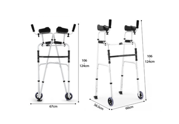 Two-in-One Folding Walker with Wheels, Height & Arm Adjustable