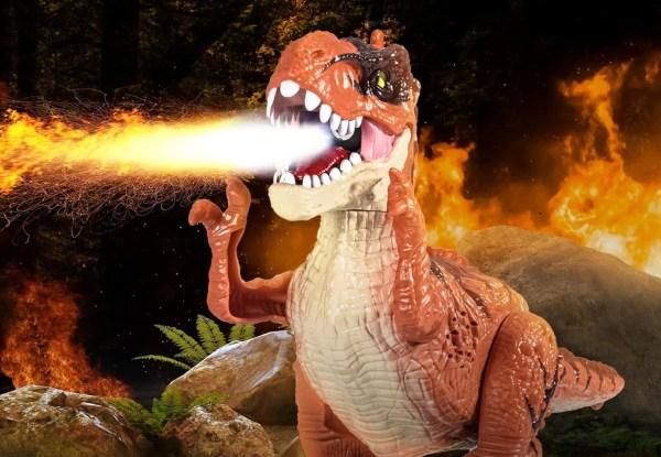 Remote Control Realistic Tyrannosaurus Toy with Water Mist, Lights & Sound - Two Colours Available