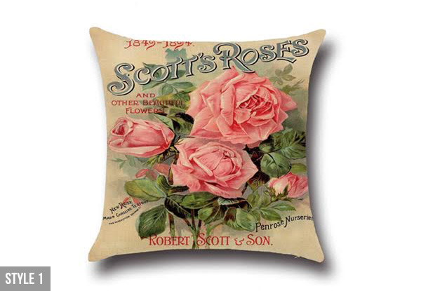 Flower Printed Linen Cushion Cover - Nine Styles Available