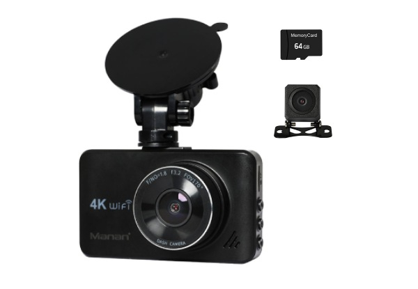 4K Wi-Fi GPS Front & Rear Dash Camera with 64G Card