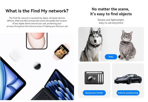 Hoco Smart Wireless Pet Tracker Tag for Collars - Compatible with Apple