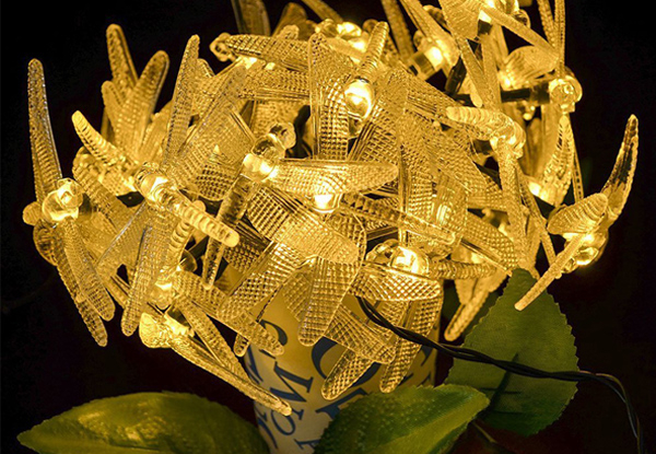 Solar-Powered 30-LED Dragonfly String Light - Eight Colours Available