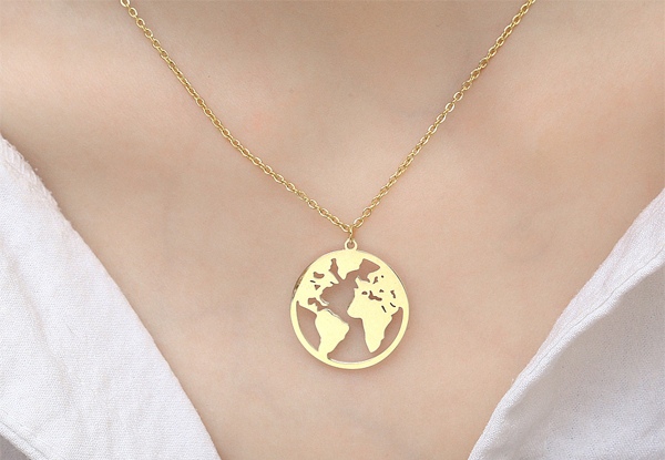 World Map Necklace or Bracelet - Three Colours Available