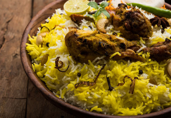 One Hyderabadi Dum Biryani Served with Raita & Gravy with Option for Two - Valid for Lunch & Dinner.