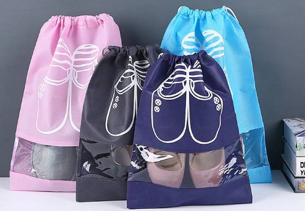 Two-Pack of Travel Shoe Organisers - Four Colours & Two Sizes Available