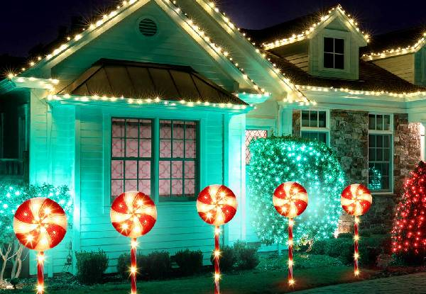 Five-Piece Candy Cane Christmas Light