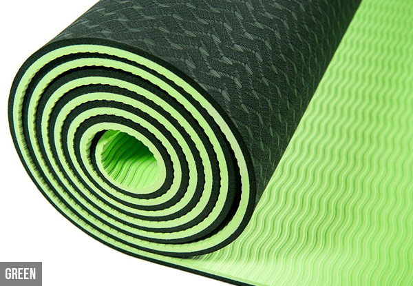 6mm Non-Slip TPE Yoga Mat with Carry Rope & Bag - Three Colours Available & Options for Two Mats