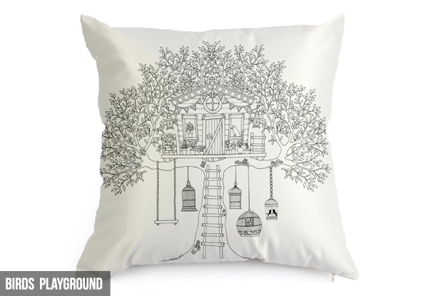 Colour-In Cushion Cover - Nine Designs Available with Option to incl. 12 Markers