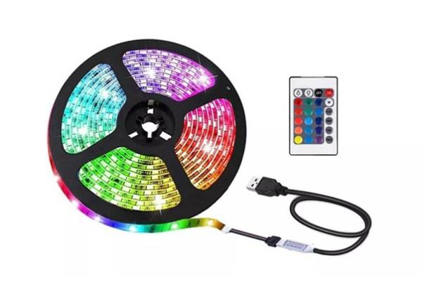 USB Colour Changing Strip LED Lights with Remote Control - Three Sizes Available
