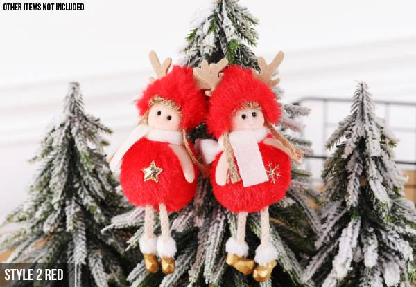 Two-Pack of Christmas Plush Angel Pendants - Four Colours & Two Styles Available & Option for Four-Pack