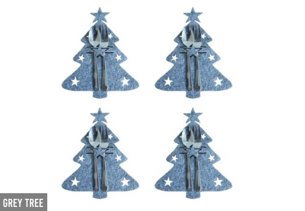 Four-Piece Christmas Cutlery Holder Pockets - Six Styles Available