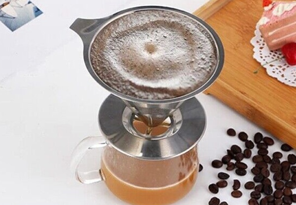 Stainless Steel Reusable Drip Cone Coffee Filter - Two Sizes Available