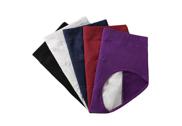 Five-Piece Mid-Waist Menstrual Leak-Resistant Panties for Women - Five Sizes Available