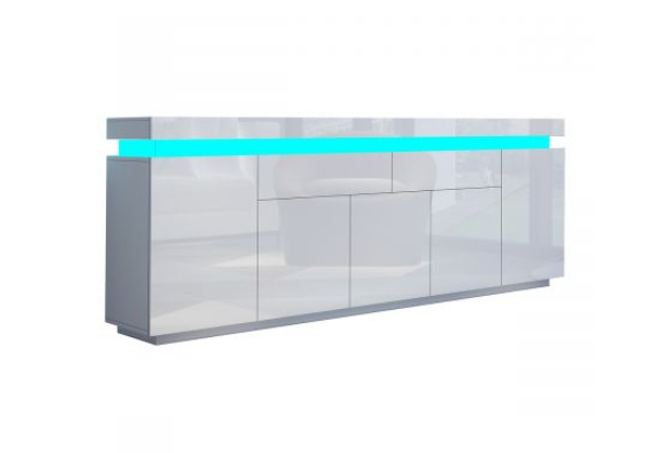 Five-Door Wood Sideboard Cabinet Buffet Table with RGB LED