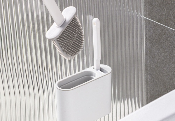 Two-in-One Flex Silicone Toilet Brush with Holder - Three Colours Available